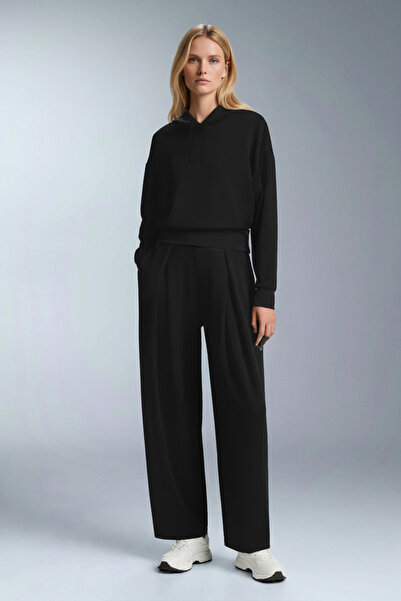 bilcee Women's Black Soft Textured Modal Cocoon Pants 4840