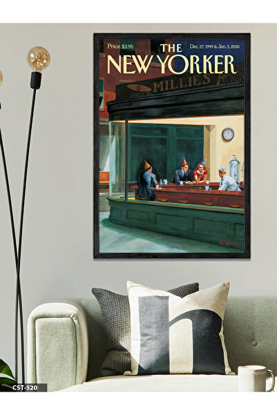 CeSht Poster iz časopisa The New Yorker, jednodijelna crna slika u drvenom ok...