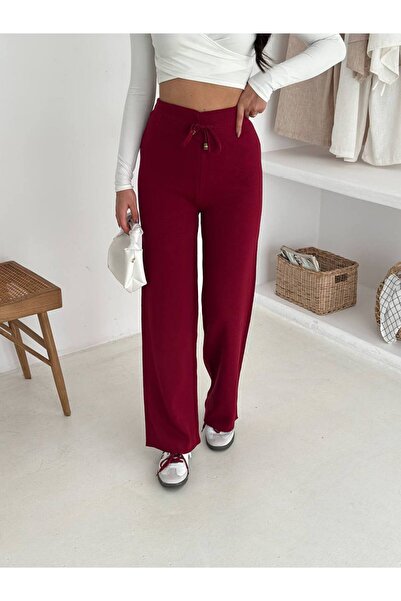 Melff Women's Elastic Waist Lace-Up Knitwear Trousers Standard Size 38 - 46 Compatible