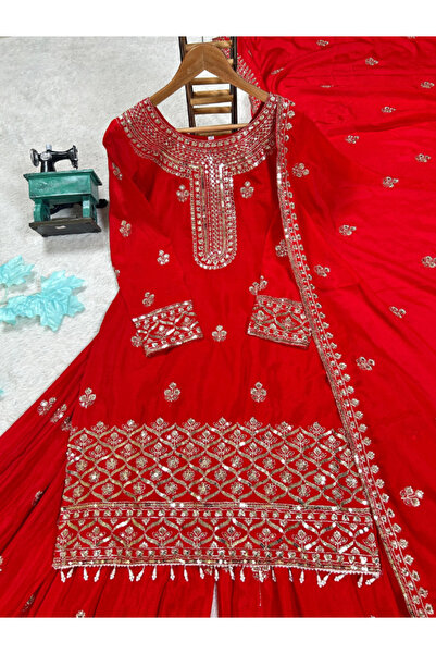 MYSMAR سلوار قميص ودوباتا شينون أحمر - HRT2757 | أحمر