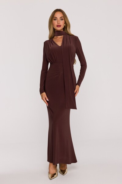 Made of Emotion M891 Elegant maxi dress with sash