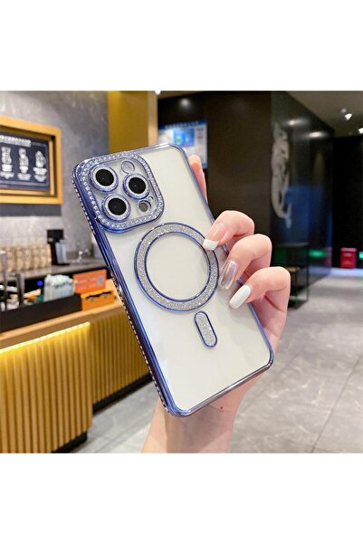 Nezih Case Apple iPhone 15 Pro Max Uyumlu Taşlı Magsafe Şarj Özellikli Kamera...
