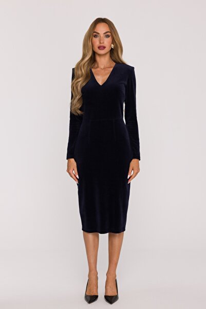 Made of Emotion M889 Velour dress with V-neckline