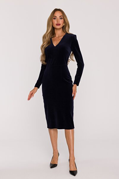 Made of Emotion M889 Velour dress with V-neckline