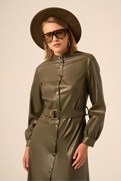 FTZ WOMEN Leather Dress Khaki 31225