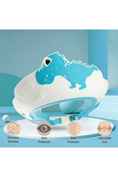Flippy Children's Bathroom Protection Visor, Fippy, Dinosaur Pattern, Adjustable Size, 22x21 cm, Blue