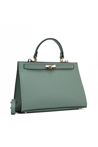 Posete Fagaras Theodora Leather Purse - Mint, 1 Compartment, 1 Inside Pocket, Adjustable Strap