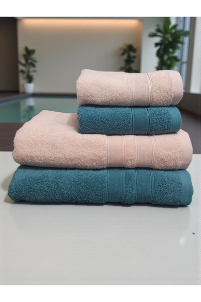 luss collection 4 lü banyo havlusu takımı-seti / (2 adet 100x150cm - 2 adet 5...