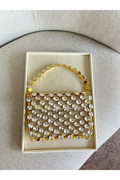 Merve Bayraktar Gold Crystal Bag