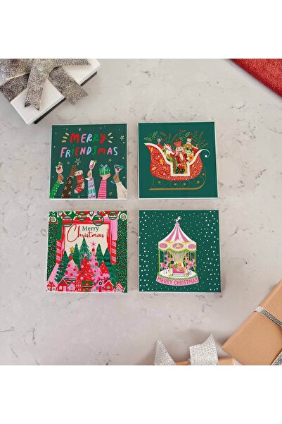 arslart حامل أكواب من الحجر الطبيعي بنقوش عيد الميلاد الملونة، ديكور منزلي مم...