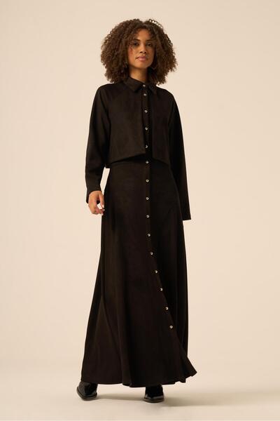 FTZ WOMEN Scuba Süet Bolerolu Elbise Siyah 31255