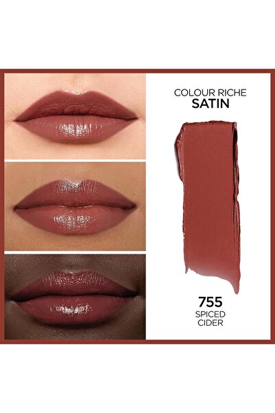 L'Oreal Paris Ruj solid Colour Riche Satin Lipstick, 755 Spiced Cider