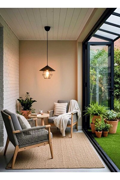 Aydınlatma Dünyam Merkür Siyah Kafesli Tekli Sarkıt