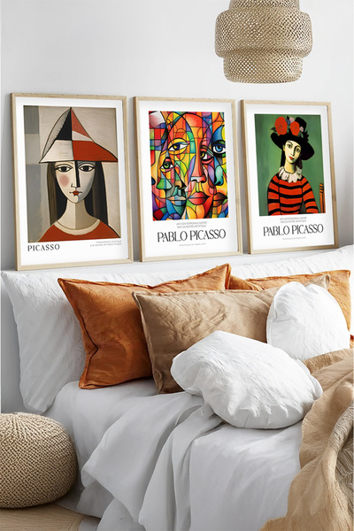 huhuli Ahşap Çerçeveli Pablo Picasso Tablo Seti Huhu544