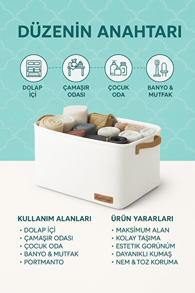 PRENDİ HOME 4`lü Büyük Boy Dolap İçi Çamaşır Çocuk Odası Oyuncak Düzenleyici Katlanır Saklama Sepeti