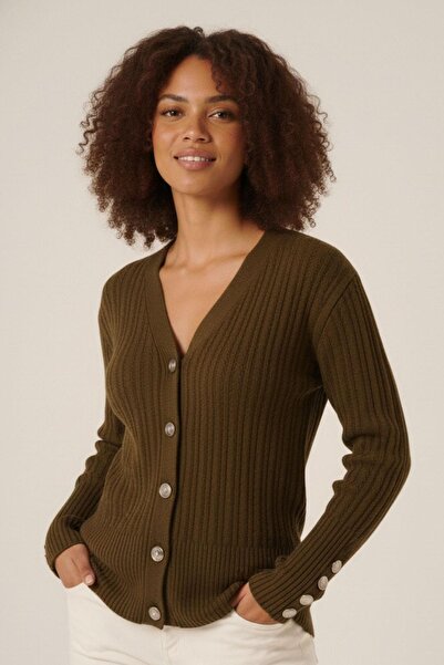 FTZ WOMEN Women's Hair Knitted Cardigan Tan 25237