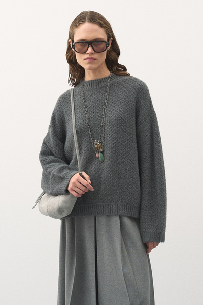Jolamier Oversize Örgü Kazak Gri