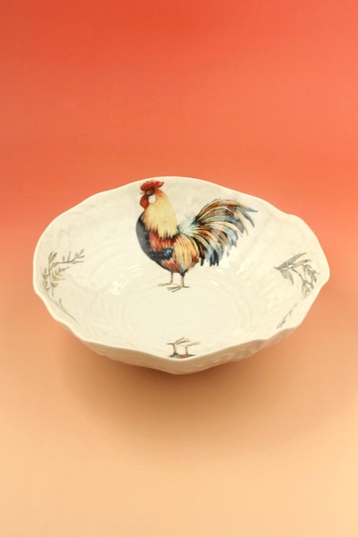 Bursa Porselen Dekor Rooster Large Size Porcelain Salad Bowl
