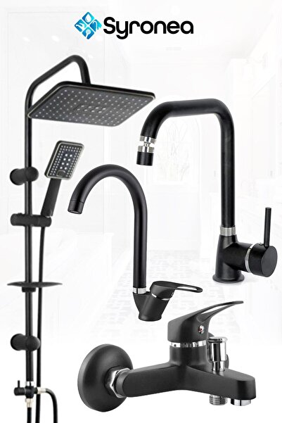 VSA Özel Robot Yağmurlama Siyah Tepe Duş Seti Banyo Mutfak Lavabo Bataryası S...