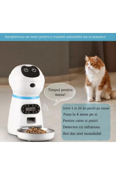MACVI ® Automatic Feeder, 3.5L, Smart Function, Scheduled, Dry Food, Easy to Clean.