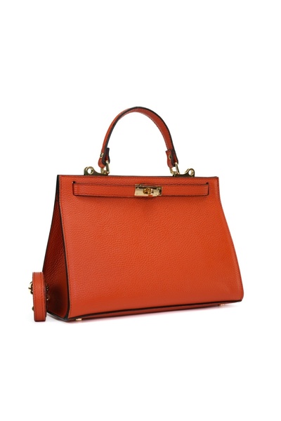 Posete Fagaras Poseta Piele Theodora - Caramiziu, Geanta Casual din Piele Nat...