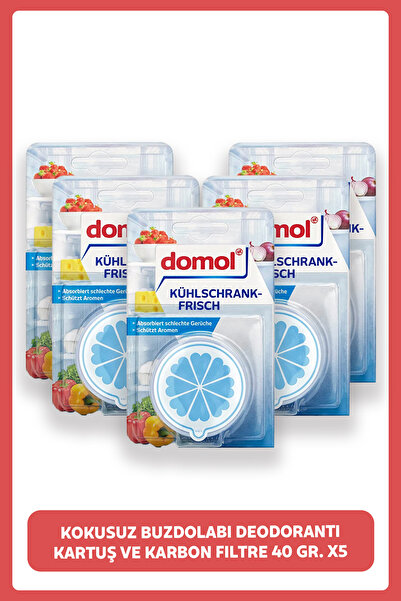 DOMOL Kokusuz Buzdolabı Deodorantı Kartuş Ve Karbon Filtre 40 gr. X5 Adet