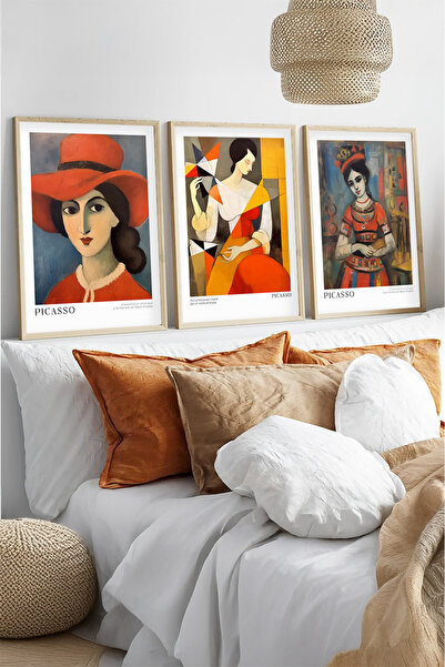 huhuli Ahşap Çerçeveli Pablo Picasso Tablo Seti Huhu545
