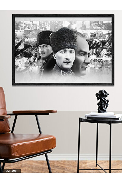 CeSht Mustafa Kemal Ataturk Jednodijelna crna slika u drvenom okviru