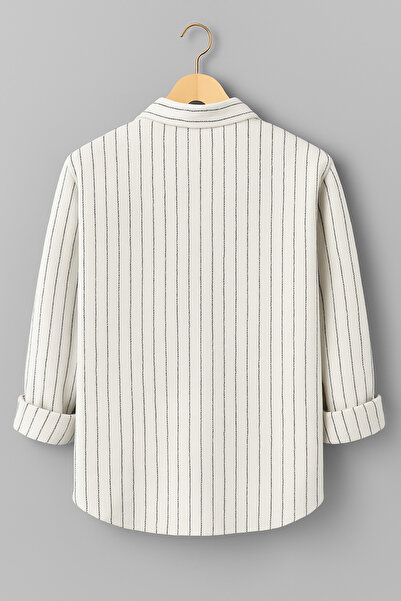 mavisima erkek giyimi Erkek Beyaz İnce Çizgili Oduncu Tarzı Gömlek – Rahat Kalıp Yeni Sezon Şık Kombin Trend