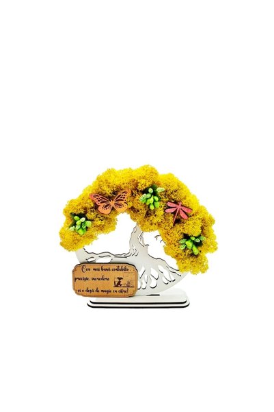 OEM Cadou Copacul Vietii, cu licheni stabilizati, din lemn alb, „Contabila”, 15cm, handmade