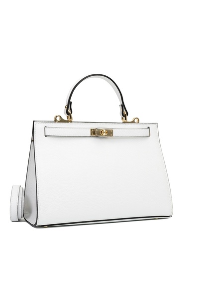 Posete Fagaras Poseta Piele Theodora - Alb, Geanta Casual din Piele Naturala,...