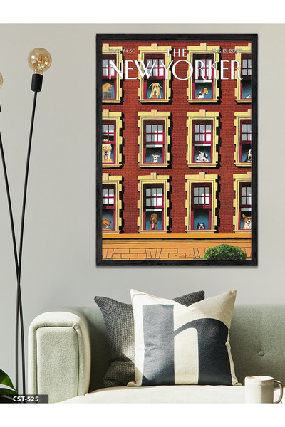 CeSht The New Yorker poster psi jednodijelna crna slika u drvenom okviru
