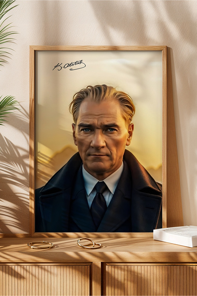 huhuli Mustafa Kemal Atatürk Baskılı Ahşap Çerçeveli Tablo Huhu506