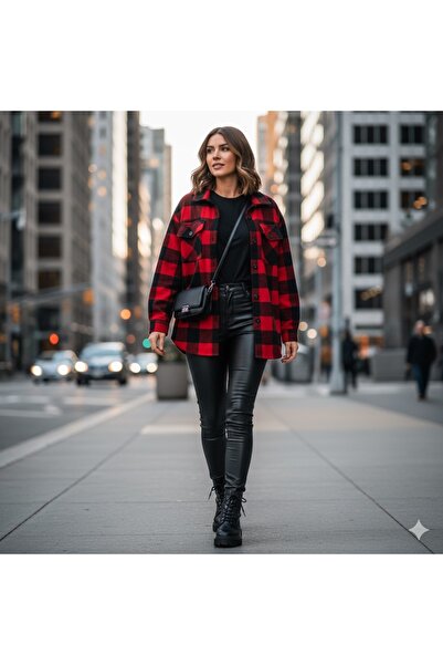 Store Kadın Ekose Oduncu Gömlek