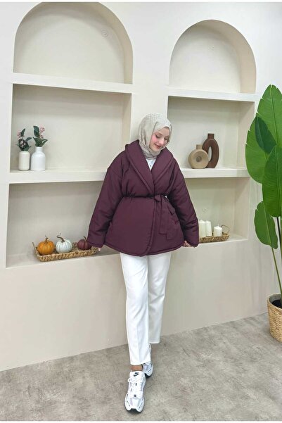 lurex moda Shawl Collar Belted Coat