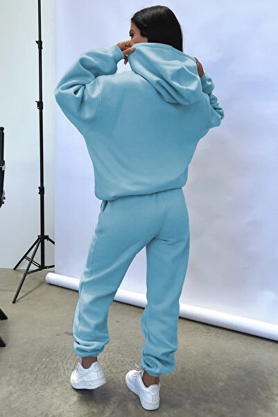 BARLİZ KADIN Basic Kalın 3 İplik Şardonlu Paçası Lastikli Eşofman Takımı