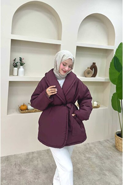 lurex moda Shawl Collar Belted Coat