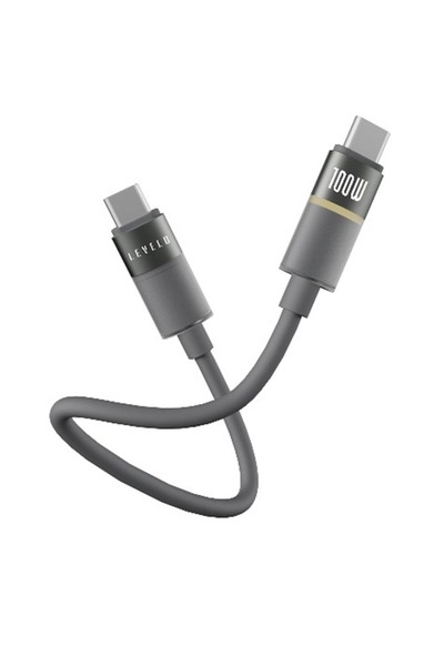 Levelo Luno USB-C to USB-C Cable, 100W Power Delivery, 1m, 480Mbps, Silicone, Smokey Gray