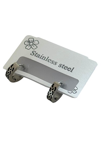 TAKIŞTIR Silver Color Men's Steel Earrings (Pair)