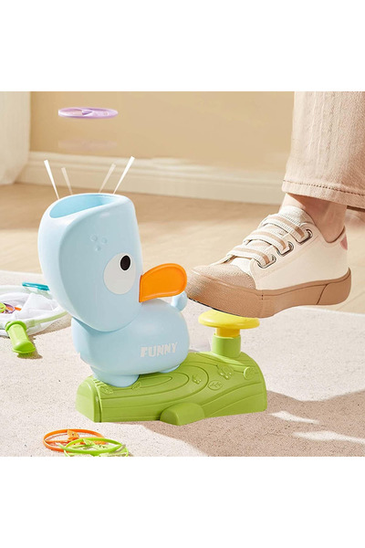 LUDIRO Σετ Εκτοξευτή Διαδραστικών Περιστρεφόμενων Δίσκου, Πάπια, 8 Δίσκοι, Μπλε