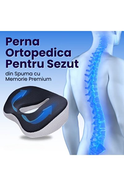 varioshop ® Orthopedic Seat Cushion, Premium Memory Foam, 46x38x8 cm, Grey