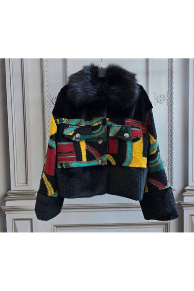 MAXORA SHOP Women's wool jacket with faux fur collar