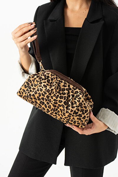 byFOX Fashion Leopar Desenli Burslu Çapraz Omuz Çantası En:30cm Boy:18cm Dip:7cm