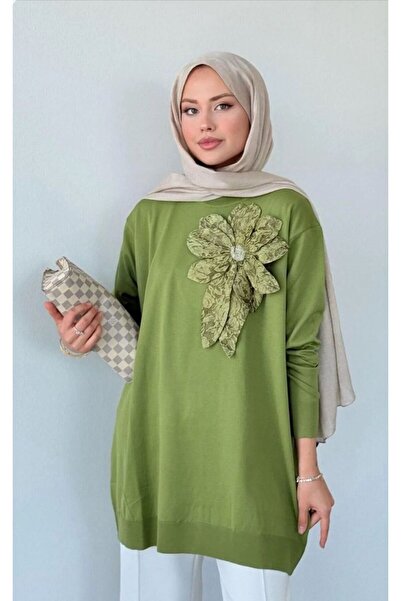 Dila ÇİÇEK DETAYLI MERSERİZE TUNİK