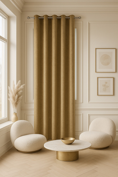 Premier Home Harmony Ringed Background Curtain Brown Brown 140X260