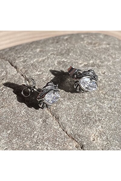 Viking Kanat White Zircon S+ Quality 316L Stainless Steel Non-Tarnish Earrings Pair