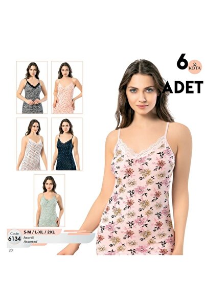 KOTA 6134 Baskılı İp Askılı Atlet 6'lı