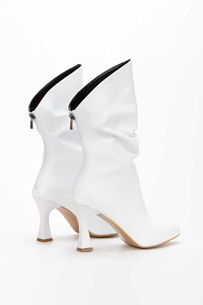 DYG STORE Wrinkled-Looking Pointed-Toe Heeled Women's Boots