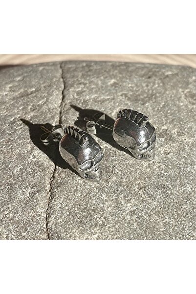 Viking Skull Skullhead Design Nail Model S+ Quality 316L Stainless Tarnish-Free Steel Earrings Pair