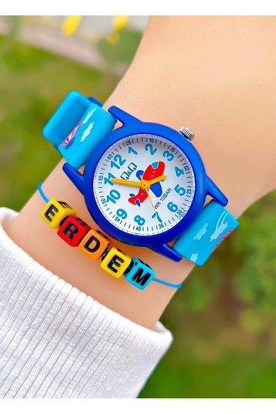 Q&Q Silikon Kordonlu 10 Atm Su Geçirmez Erkek Çocuk Kol Saati Kişiye Özel Hed...